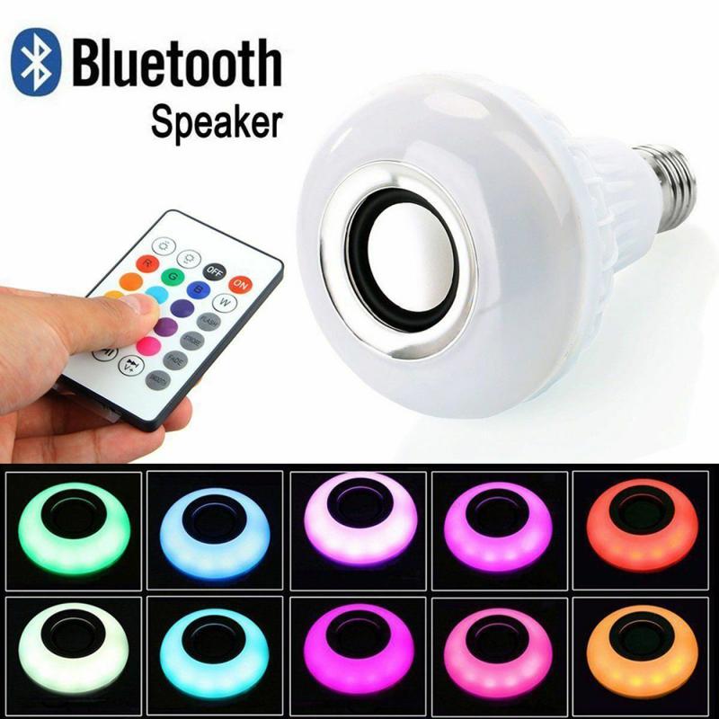 Multicolor Verwisselbare Led Draadloze Bluetooth Lamp Licht Speaker E27 Rgb Smart Music Play Lamp + Remote