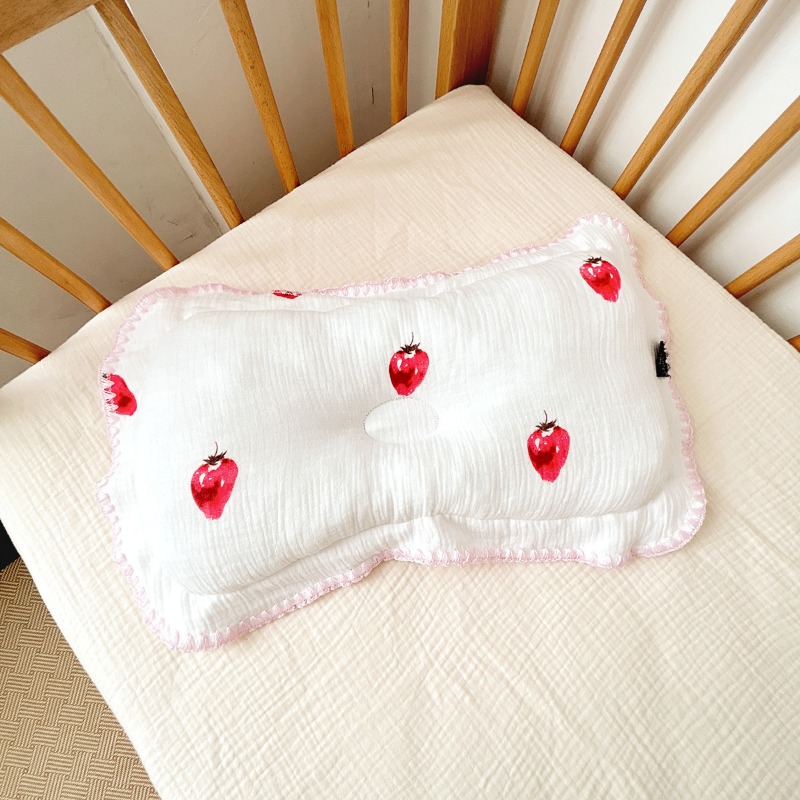 Baby-Gaze-Kopfkissen, Kissen aus reiner Baumwolle, 0–1 Jahre altes Baby, Muschelkante, Baby, vier Jahreszeiten, atmungsaktiv, bequem