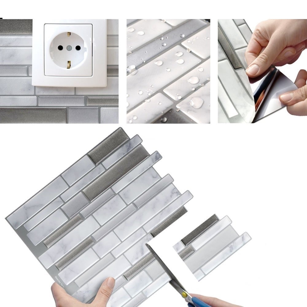Abnehmbare Zauberstab Aufkleber Carrara Marmor 3D Wirkung Tapete Wasserdichte Kleber Fliesen DIY Tapeten für Küche Schlecht Küche