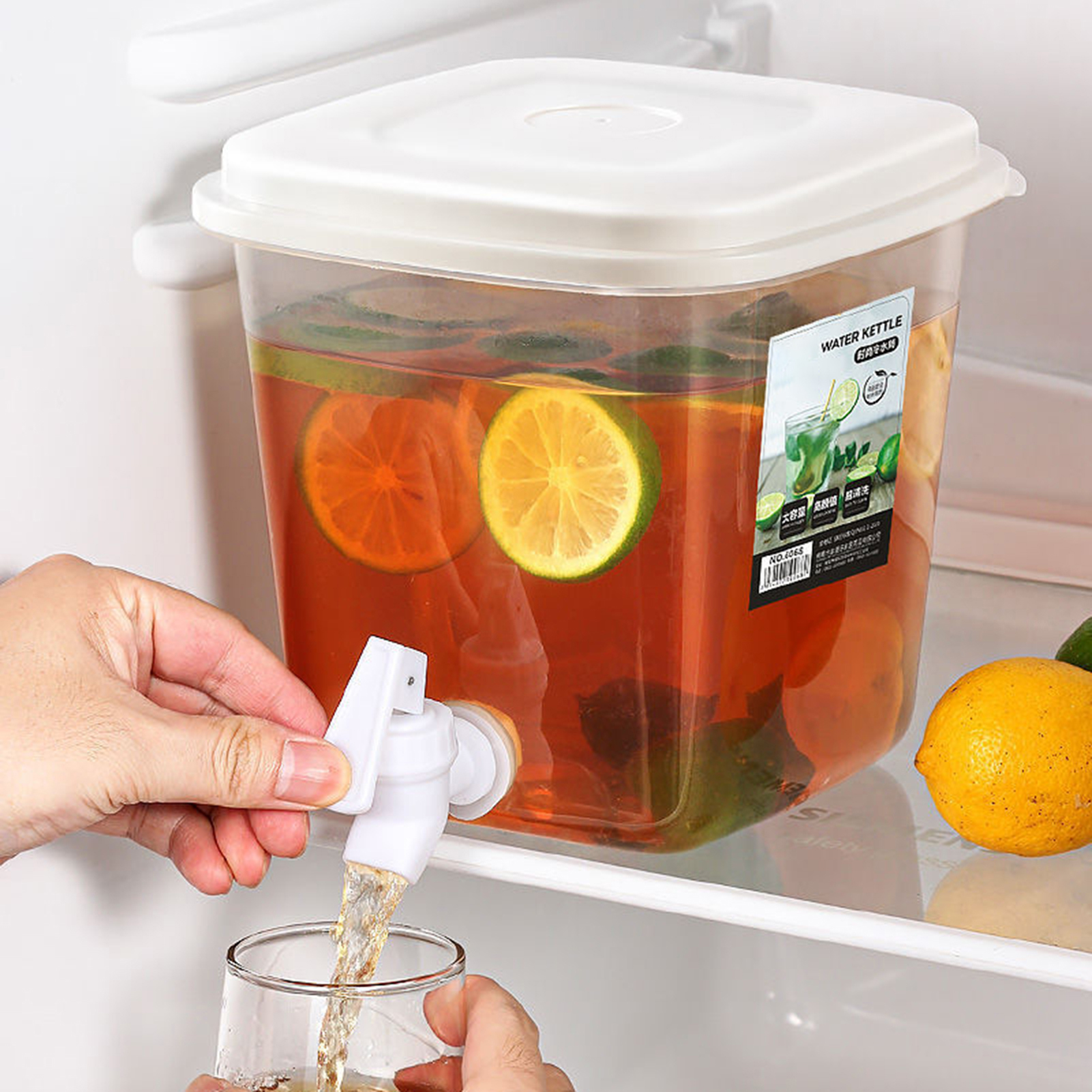 Kallvattenkokare 3.5/5l med kranvattenkanna lemonadbehållare dryckesdispenser för kylskåp dryckesdispenser vattenhink