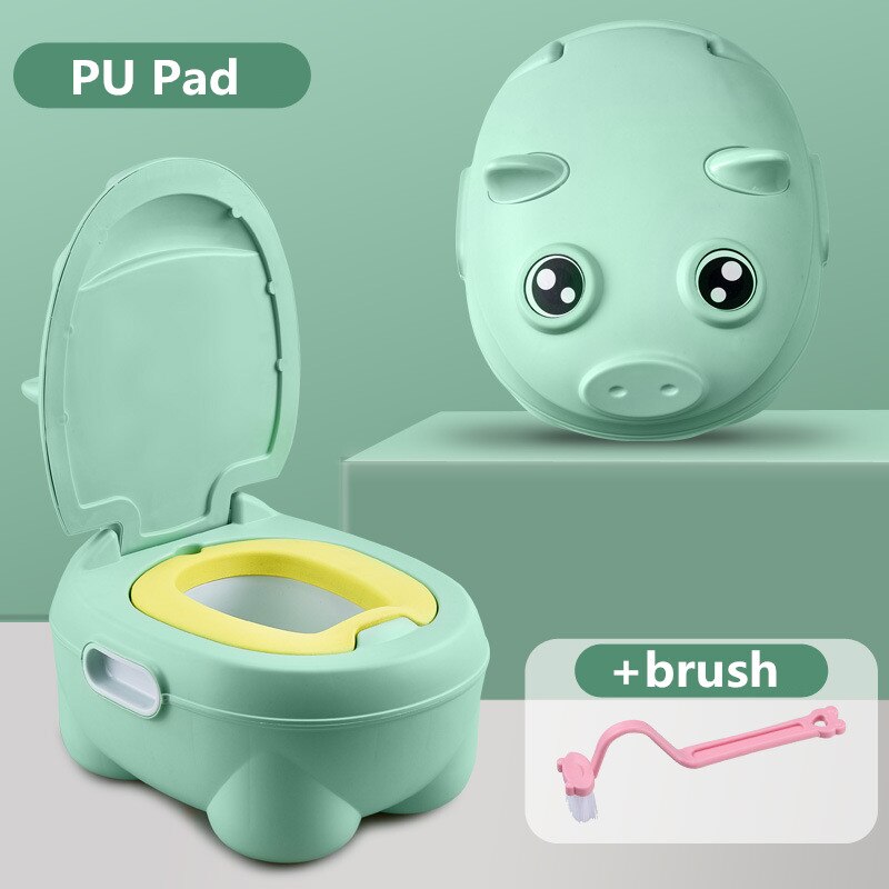 Tegneserie gris baby pottetrening sete baby takrenne toalett låve toalett trener sengepanne bærbar toalett rygg urinal til låve: Grønn pu pute