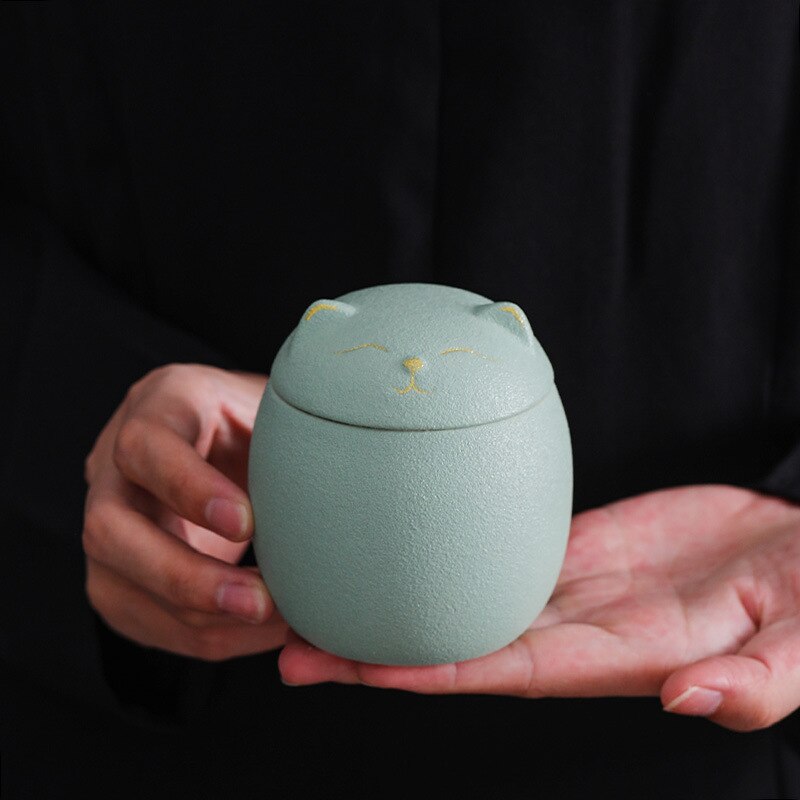 Urn for Pet Ashes- Cat Shape Memorial Cremation Urns-Handcrafted Black Decorative Urns for Funeral，Cat urn，Dog urn