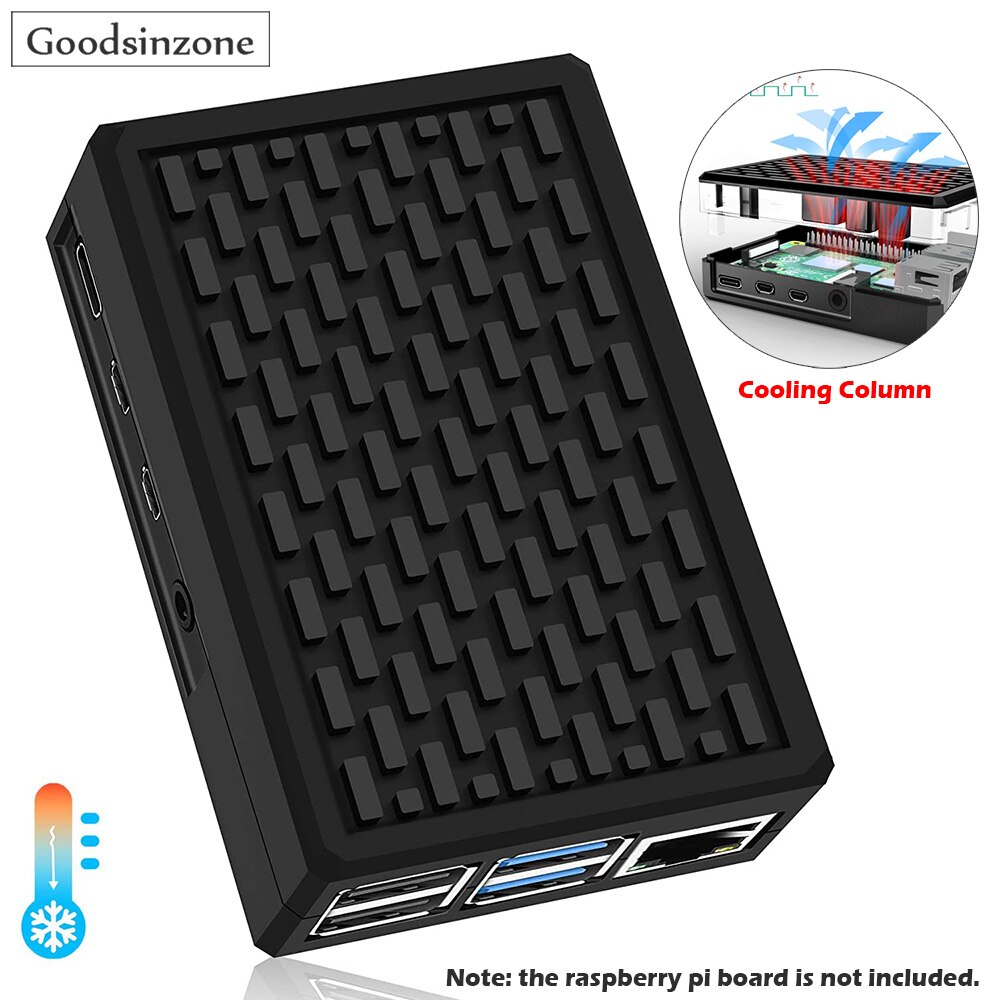 Raspberry Pi 4 Aluminum Case, Raspberry Pi 4 Model B Metal Armor Case with Passive Cooling Column and Thermal Pads Pi4 Shell Box