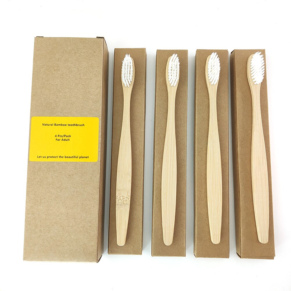 4Pcs Toothbrush Soft Bristle Wooden Tooth Brush Natural Bamboo Handle Dental Oral Care Eco Friendly Travel Tooth Brush: 1198-L-1