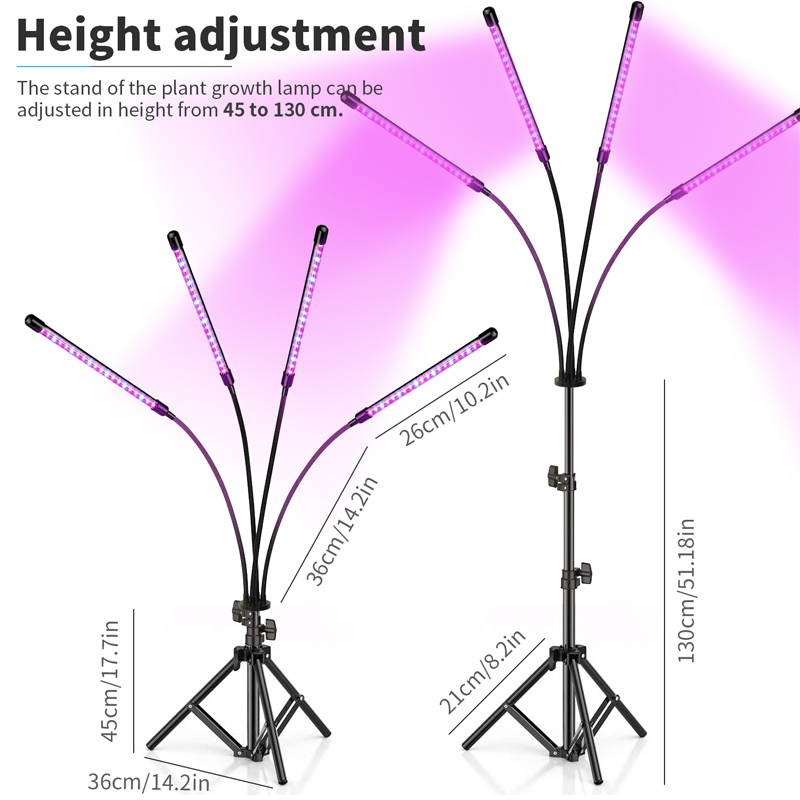 Usb Flood Phyto Led Lampen 5V Full Spectrum Zaailing Groeien Licht Indoor Phytolamp Voor Planten Timer Schijnwerper 45-130Cm Verstelbare