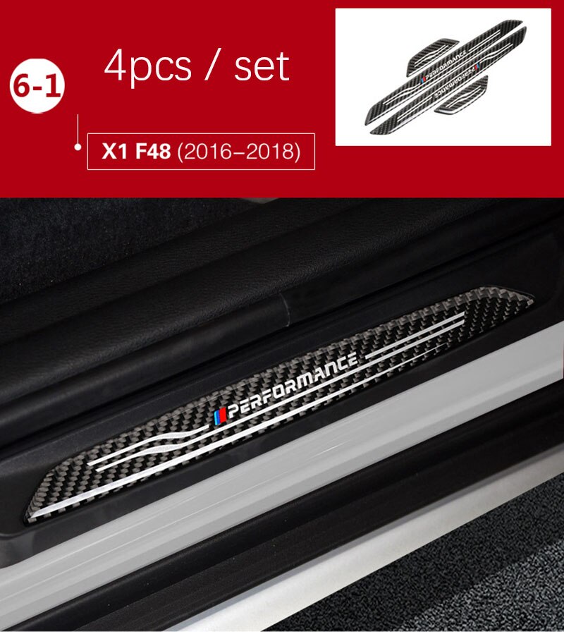 Umbral de puerta protectores de placa de desgaste de fibra de carbono de umbral de puerta s pegatinas para BMW F10 F30 F34 E70 X1 X5 X6 E90 E70 E71 Accesorios: F48 2016-2018