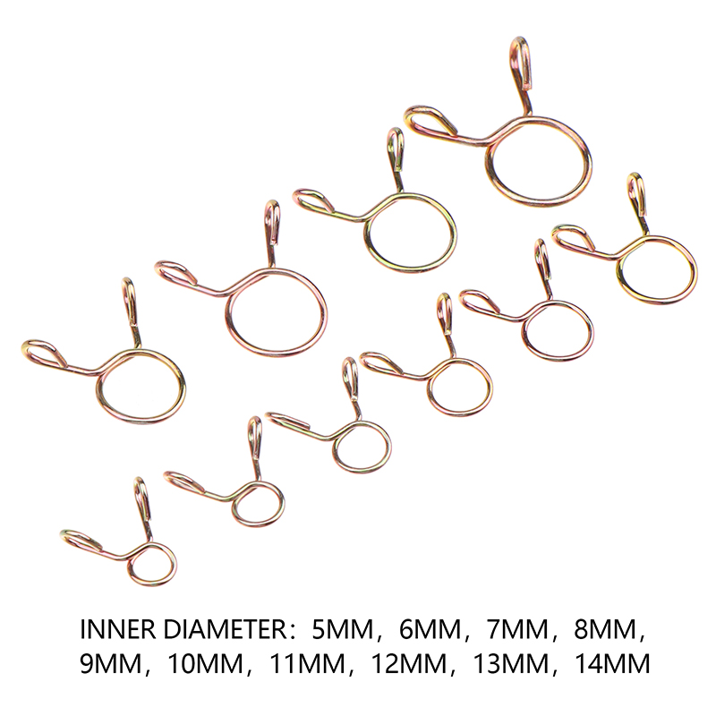 126 Pz/scatola 5mm-14mm Fascetta per Tubo Zincato Clip a Molla Tubo per Ingranaggi Fascetta per Linea Carburante per Barche Moto