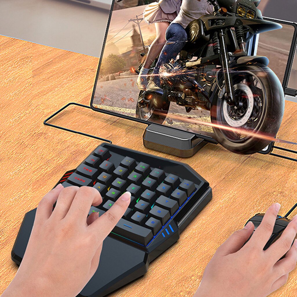 Single Hand Gaming Keyboard 35Keys RGB Luminous Backlight Gaming Keyboard for Windows PC Gamers Eat Chicken Mobile Game