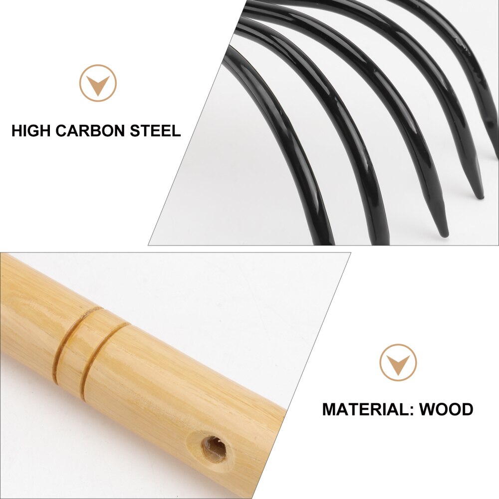 1pc Leaf Collection Rake Practical Carbon Steel Rake Garden Cleaning Tool(Black)