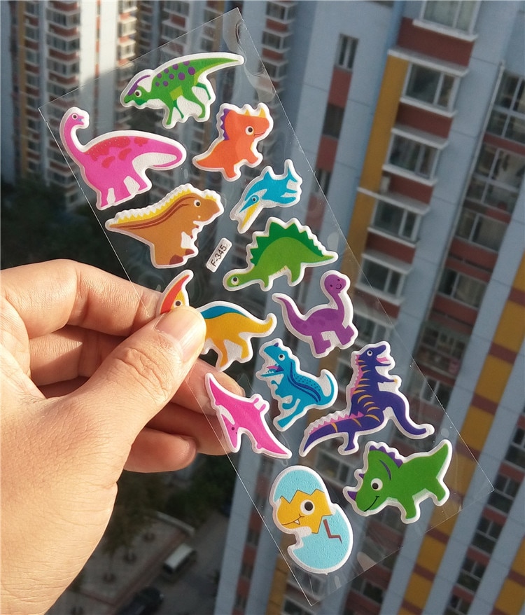 6pcs/lot 3D Puffy Bubble dinosaurs Stickers Cartoon Foam Fish animal Sticker for Kids Cute DIY Scrapbook refrigerator Stickers