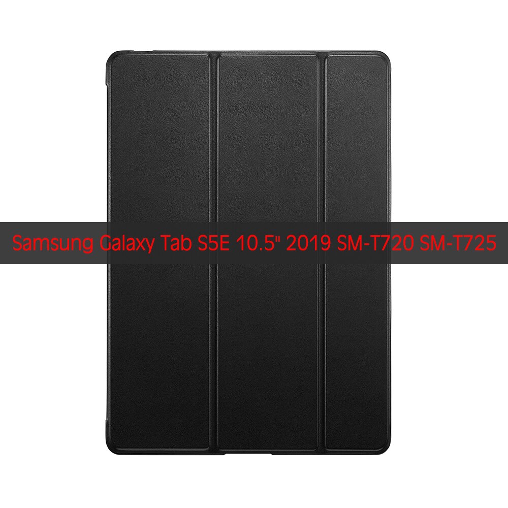 Case Voor Samsung Galaxy Tab S5E 10.5 ' T720 Fundas Voor Tab S5e 10.5 SM-T720 T725 Tpc Terug Pu lederen Smart Cover Auto Sleep: Black