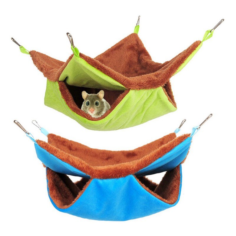 Set Double Thick Plush Warm Bed Rat Hammock for Hamster House Hanging Nest Sleeping Bag Hanging Tree Beds Hamster Cages