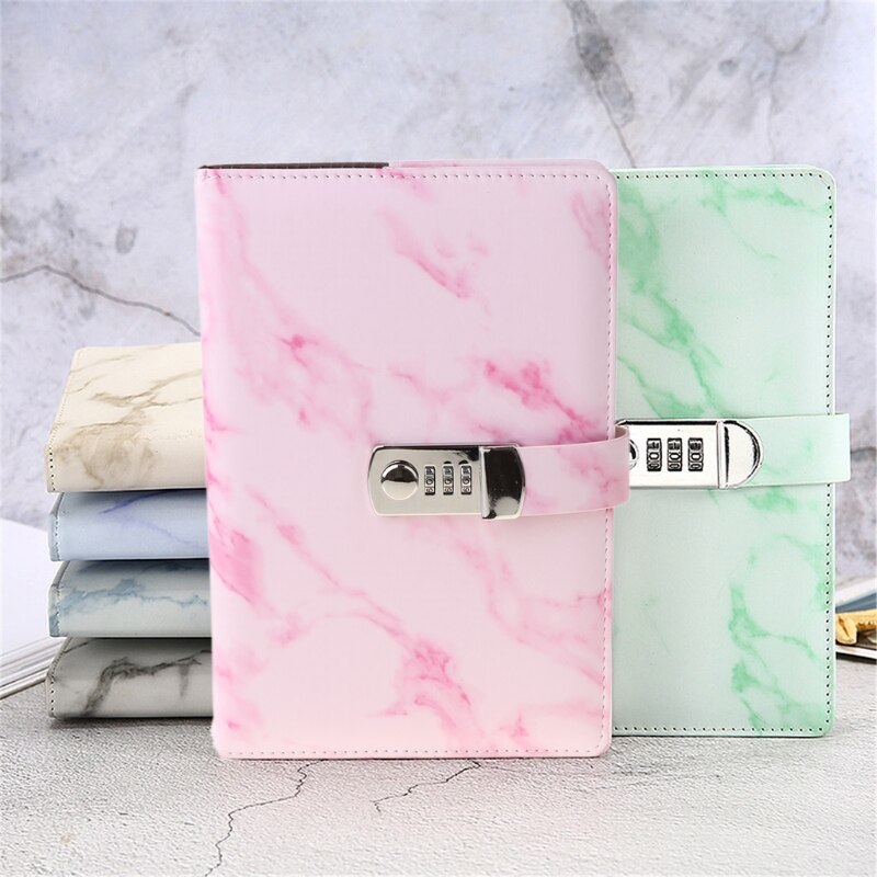 A5 Marble Texture Notebook Password Lock Notebooks... – Grandado