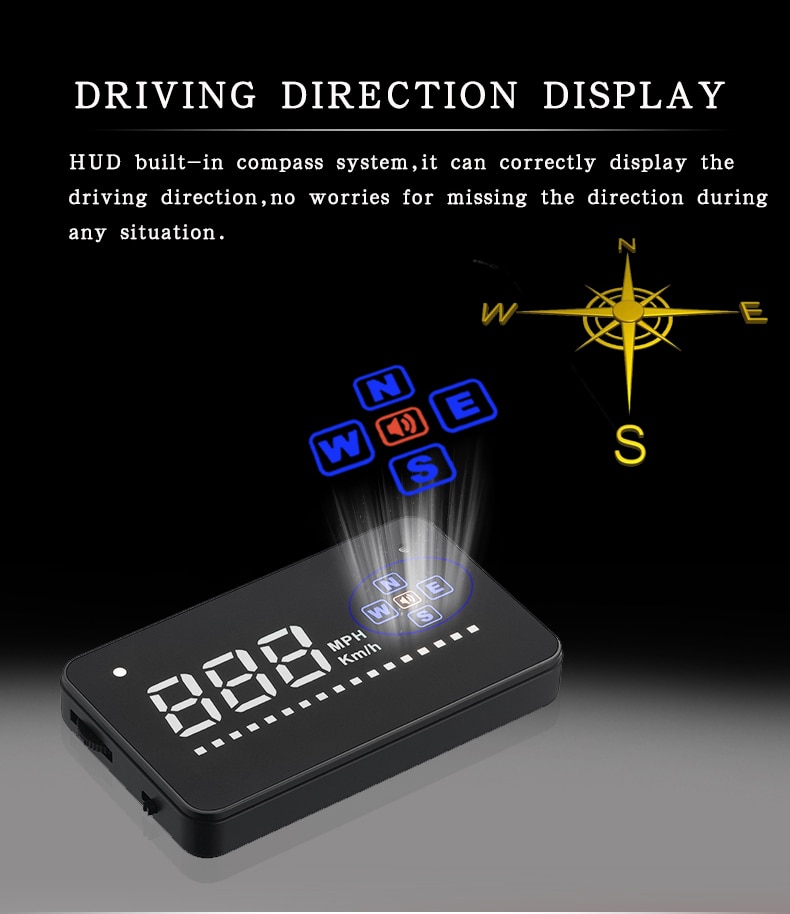 Kompatibel med alle bilhastighedsprojektorer gps digital bilhastighedsmåler  a2 elektronik head up display auto hud forrude projektor