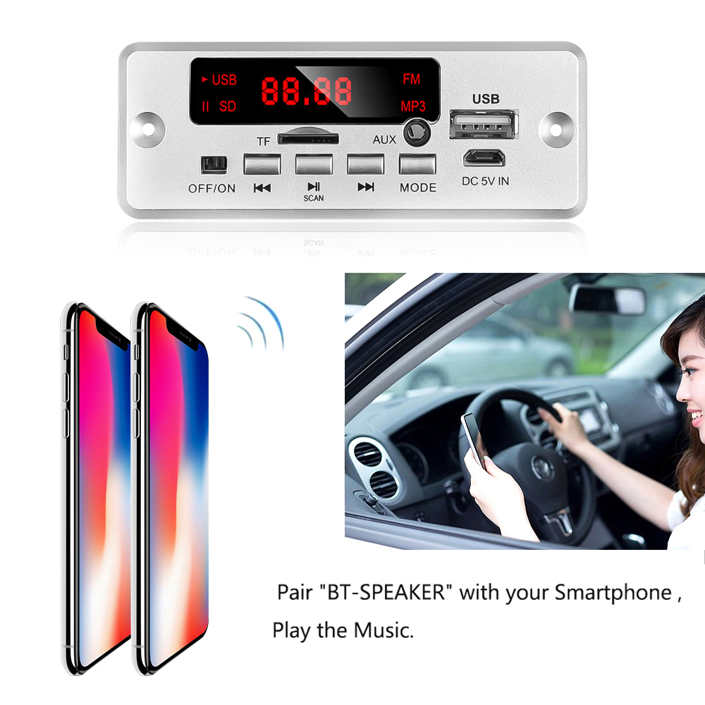 2*25W 50W Verstärker DC 6-12V MP3 Decoder Board Bluetooth 5,0 12V Auto MP3 Player USB FM Anruf Aufnahme Unterstützung Ordner Schalten