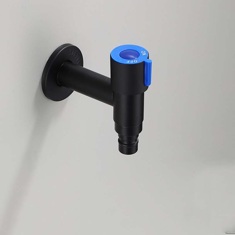 Black Washing Machine Faucet Wall Mounted Bidet Faucet Single Cold Black Outdoor Faucet Bathroom Sink Tap Garden Bibcock Tap: style 1