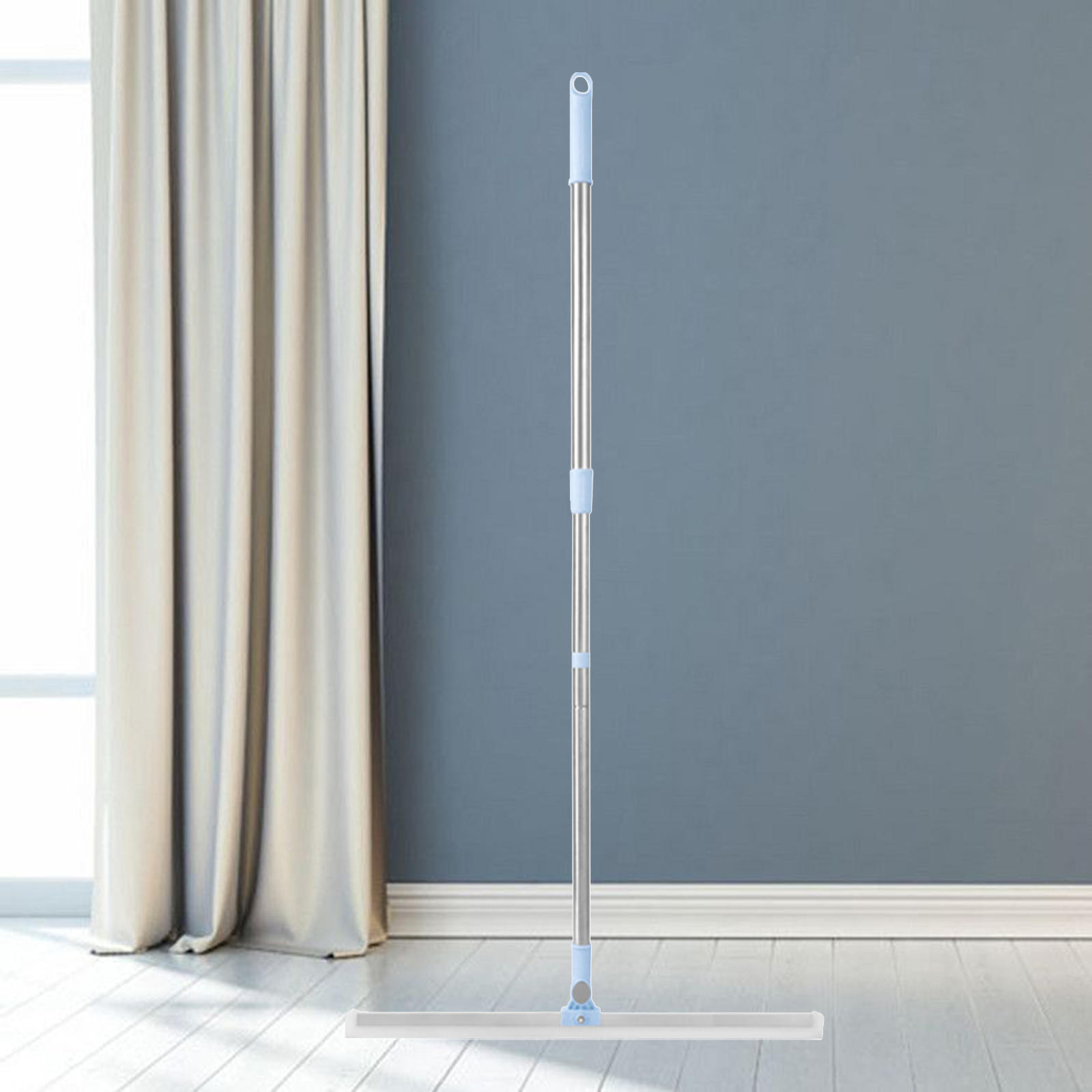 Heavy Duty Floor Scrubber Squeegee Handle Pet Hair Glass Tile Water Scrub Brush Cleaning Window Cleaner Tool: 50cm Blue White