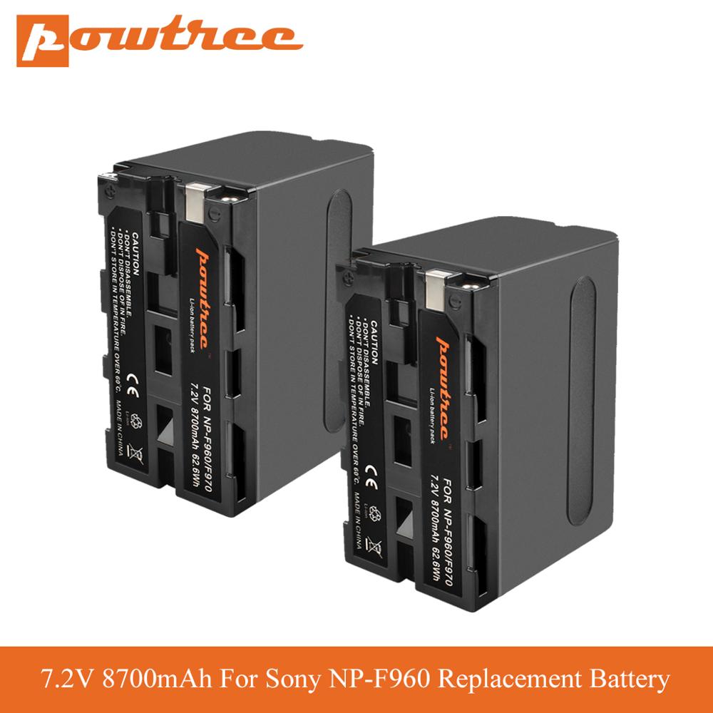 Powtree 8700mAh NP F970 NP-F960 Replacement Battery for Sony NP F970 F960 975 QM91D Batterie DCR-VX2100 DSR-PD150 DSR-PD170 L70: 2 piece Battery