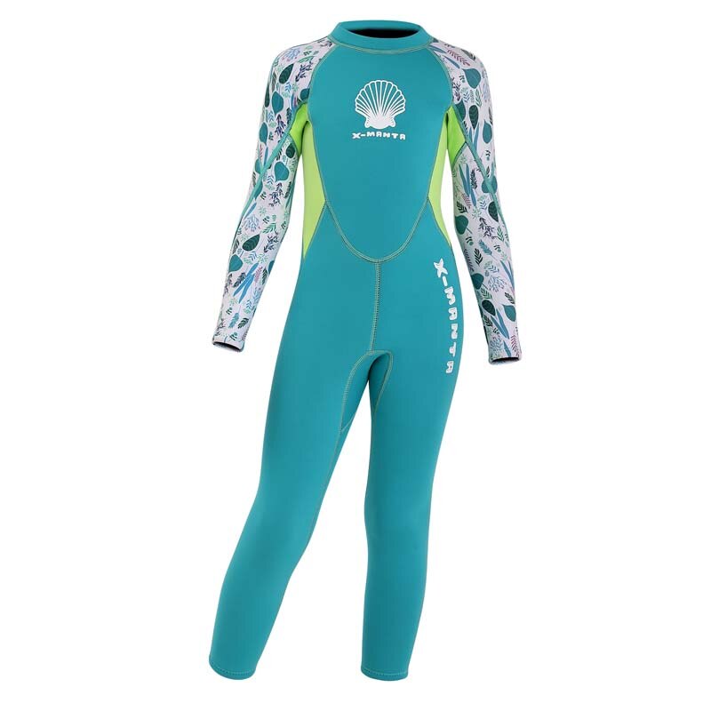 Muta per bambini in Neoprene da 2.5mm muta da sub monopezzo manica lunga per ragazze tuta da surf con cerniera posteriore snorkeling Scuba rosa blu: green / XXL