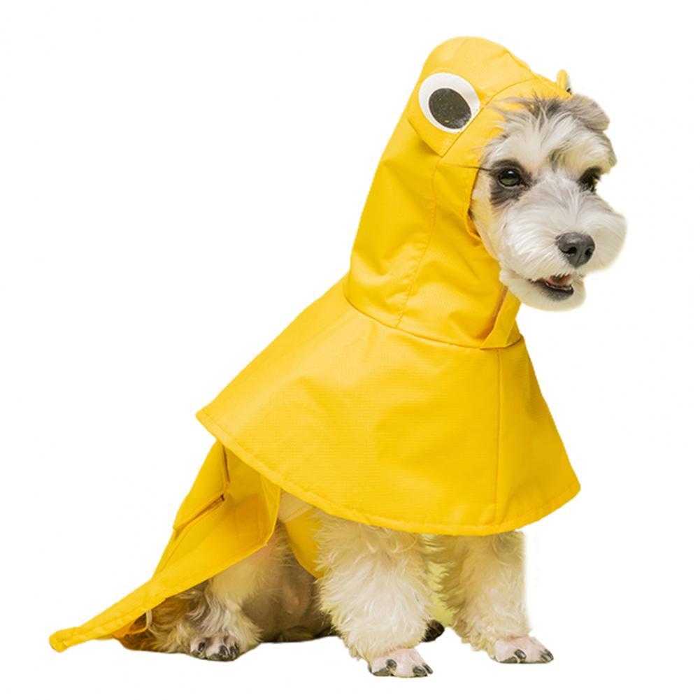 Novel Dog Hooded Raincoat Flexible Easy Wear Pockets Lightweight Portable Dog Rain Coat: YELLOW / L