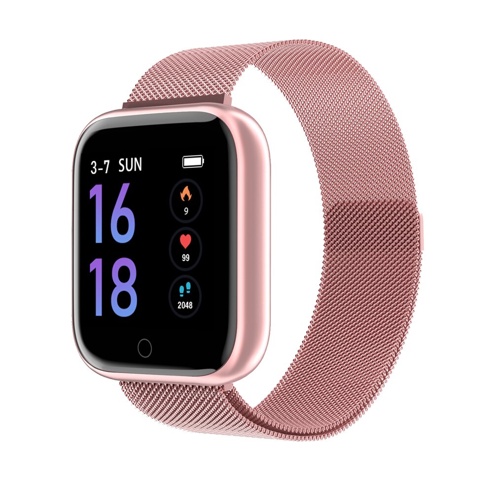 T80 montre intelligente femmes hommes sport Ip68 étanche activité Fitness Tracker fréquence cardiaque bord Smartwatch pour Android iOS B57: Gold steel