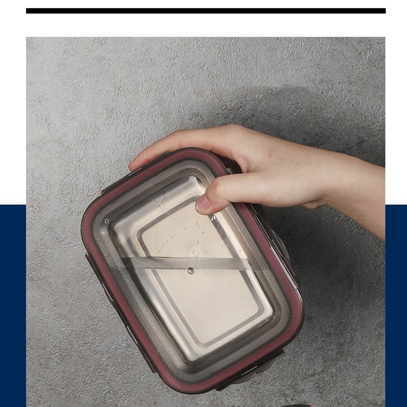 Juego de lonchera de acero inoxidable a prueba de fugas, 4 contenedores de Metal apilables para mantener la comida , Escuela de trabajo de ensalada a prueba de fugas