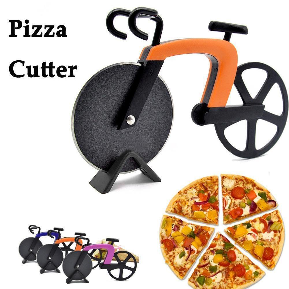 Roestvrij Staal Pizza Mes Twee-Wiel Fiets Pizza Cutter Bike Pizza Tool Messen Mes Ronde Vorm Snijden pi S6M1