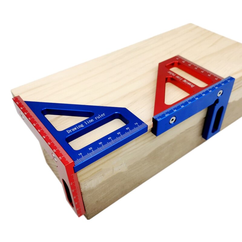 45/90 Degree Triangle Ruler Scriber Woodworking Square Protractor Lightweight R9UF