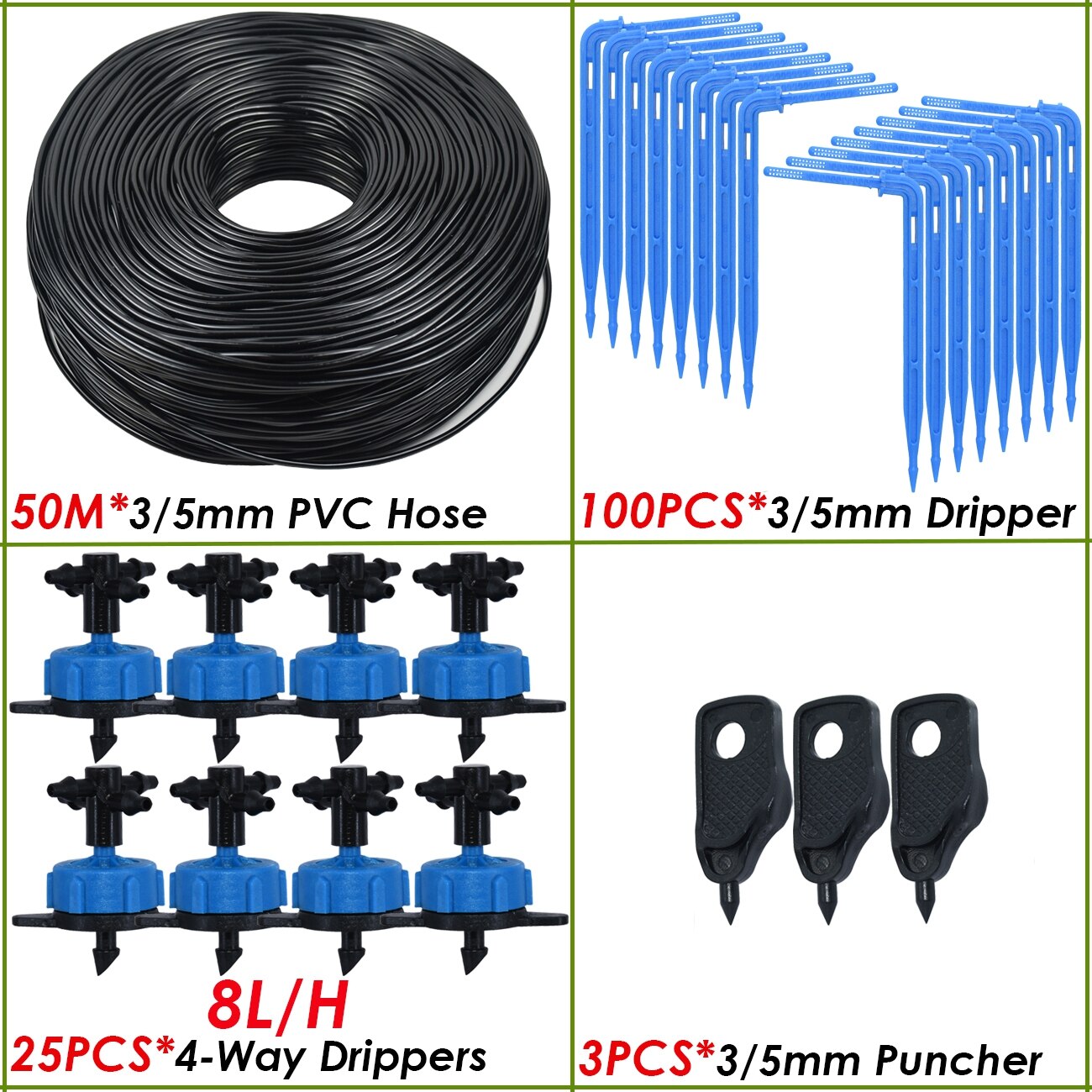 Kesla dryppvanning 4- -veis 3/5mm drypppil 2-- veis sender vanningssystem blomsterhage plen drivhus 10/20 sett: Lys gul