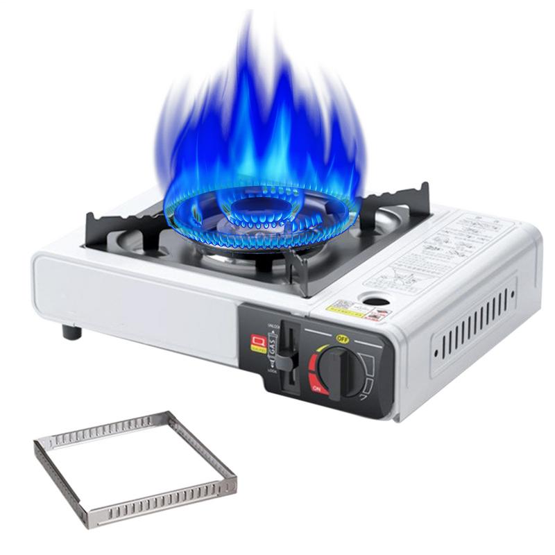 Estufa de Cassette portátil para acampar, estufa compacta para acampar al aire libre, quemador potente, cocina resistente, accesorios de cocina para viajes