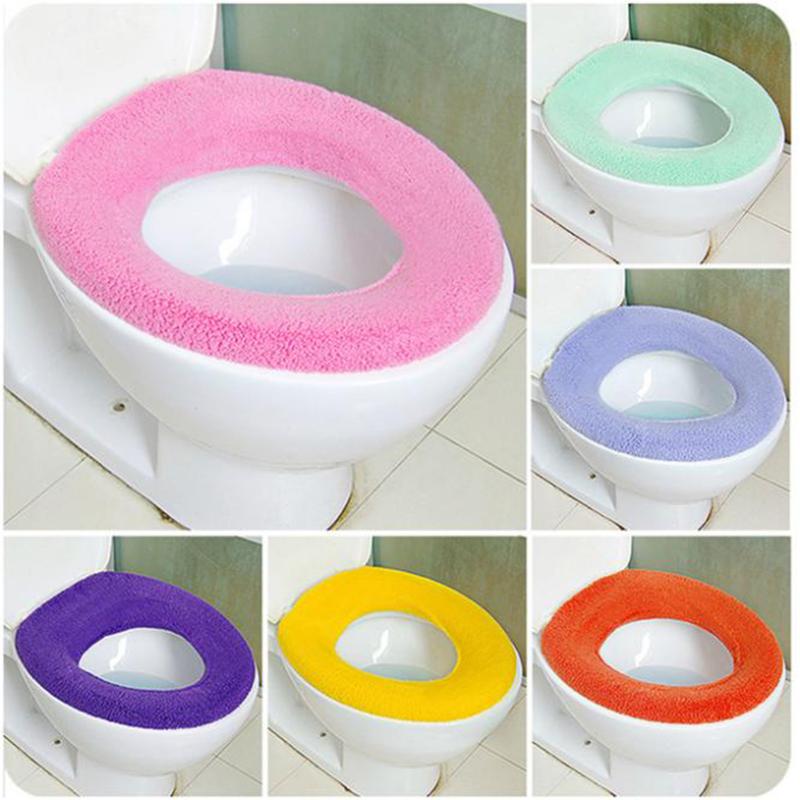 Cómoda funda para asiento de inodoro, cojín para asiento de inodoro, almohadillas para tapa de asiento calentador redondas en forma de O gruesas de Color caramelo, paño suave para WC