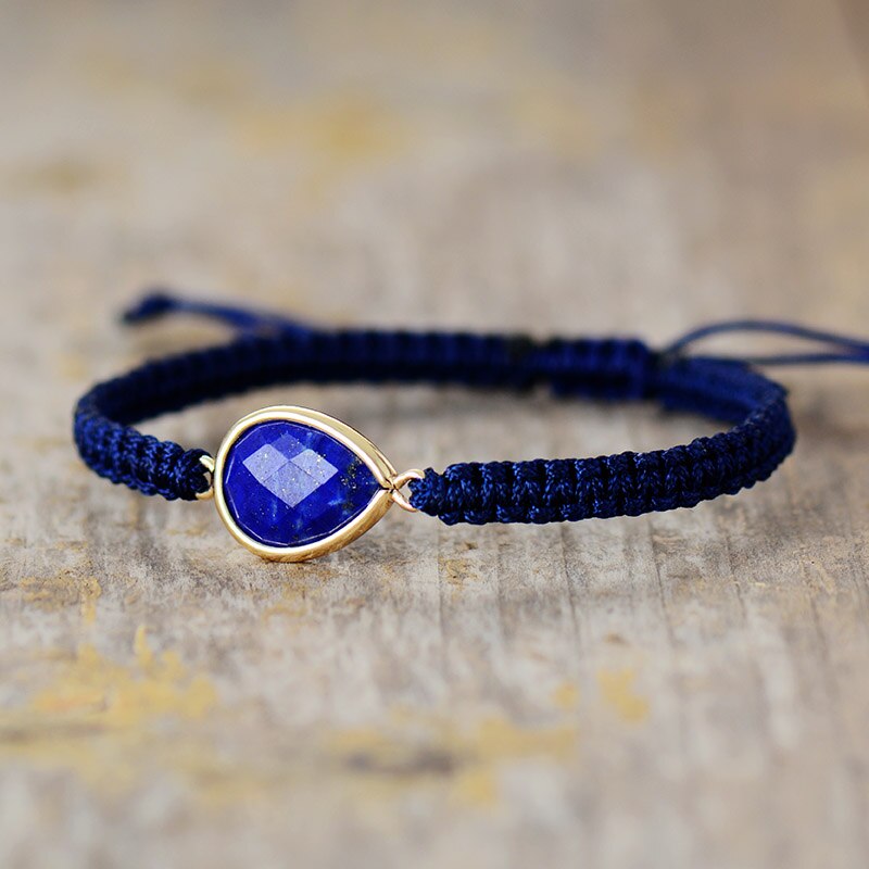 Natuursteen Charm Macrame Armbanden String Gevlochten Vriendschap Wrap Armband Bijoux Femme Vrouwen Sieraden: Lapis Luzuli