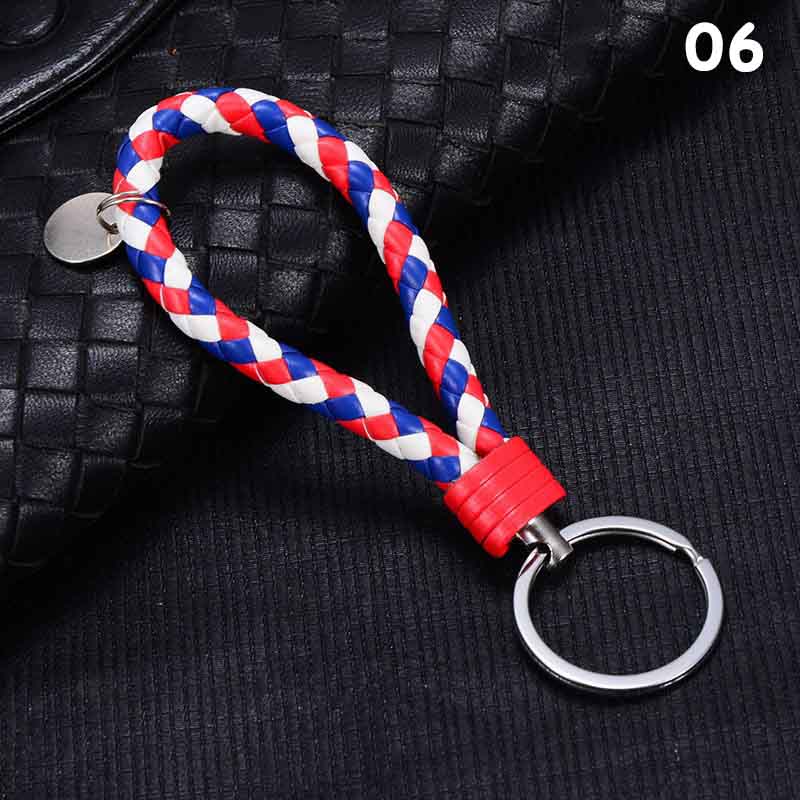 Fatti a mano Intrecciato PU Portachiavi In Pelle Catena Chiave Portachiavi In Metallo Portachiavi Auto Portachiavi Anello chiave Dell'automobile Chiave Pendente Del Sacchetto Accessori Anello: 6
