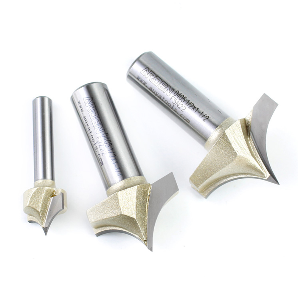 Punta de corte de punta dorada, herramienta de tallado de carburo, punta afilada para carpintería, fresa de borde de arco, broca enrutadora de grabado MDF