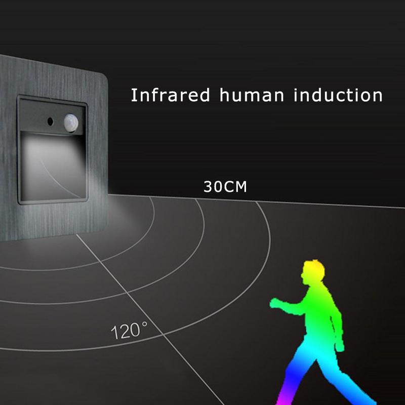 2W Night light Intelligent lamp PIR Motion Detector Recessed kitchen Wall Step Lamp Sensor Lamp Ladder Stair Light foyer LE H5Y6