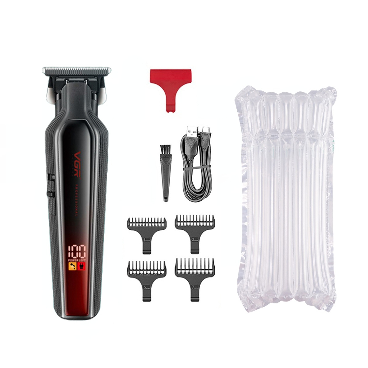VGR Maquina para cortar cabello hombre maquinilla cortar el pelo cortapelos Recortador de pelo Cortapelos Recargable Clíper Ajustable Máquina cortadora de cabello Cortapelos eléctrico para hombre V-930: Rojo