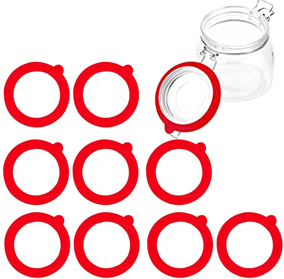 5pcs Silicone Replacement Gasket Airtight Rubber Seals Rings Leak-Proof Canning Seals for Glass Clip Top Jars Storage Containers: 5pcs Red