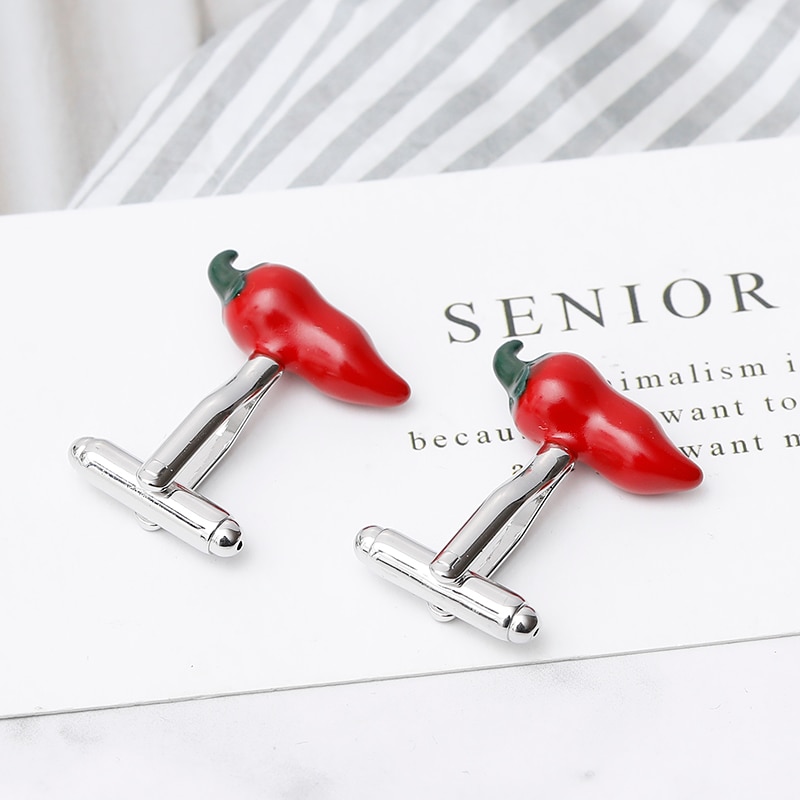 Novelty Red Pepper Chili Cufflinks for Mens Shirts Cuff nails Create Cufflinks Men Brand Jewelry