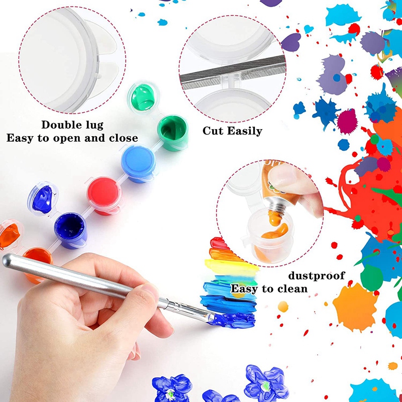 100 Strips 600 Potten Lege Verf Strips Verf Cup Clear Plastic Opslag Containers Schilderen Craft Supplies(3 Ml/ 0.1 Oz)