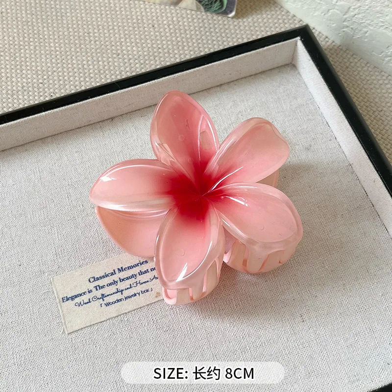 8CM Gradient Large Flower Acrylic Hair Clip For Women Sweet Hair Claws Crab Clamp Barrettes Hawaiian Headwear Accessories: Pink