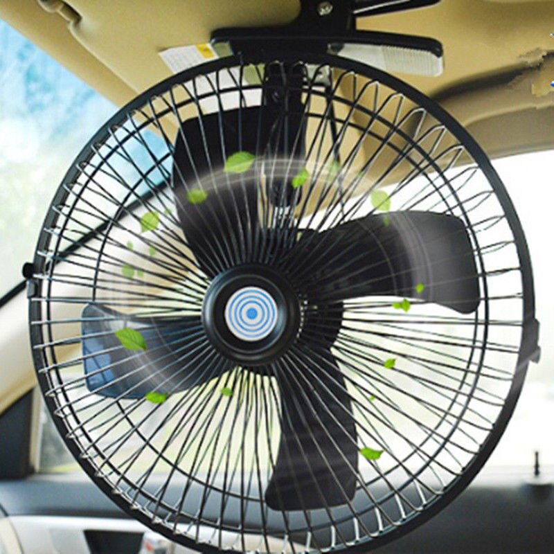 12V/24V Dashboard Oscillating Vehicle Car Van Truck Home Clip-On Fan 2 Speed Airflow Car Fans Clip on Oscillating Fan