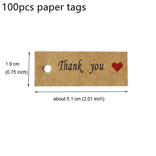 100 sztuk naturalny kraft papierowe etykiety robić prezentów ręcznie robione z miłością etykiety papierowe dla metki DIY rzemiosło odzież tagi odzieży: thank you