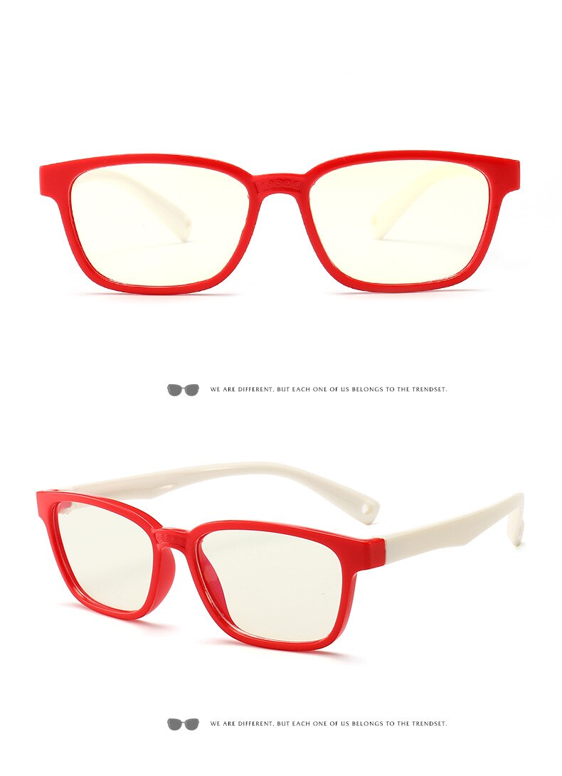 Gafas a prueba de luz azul para niños, gafas para tablet, gafas con silicona, Marco suave, gafas de ordenador unisex para niños: Rojo