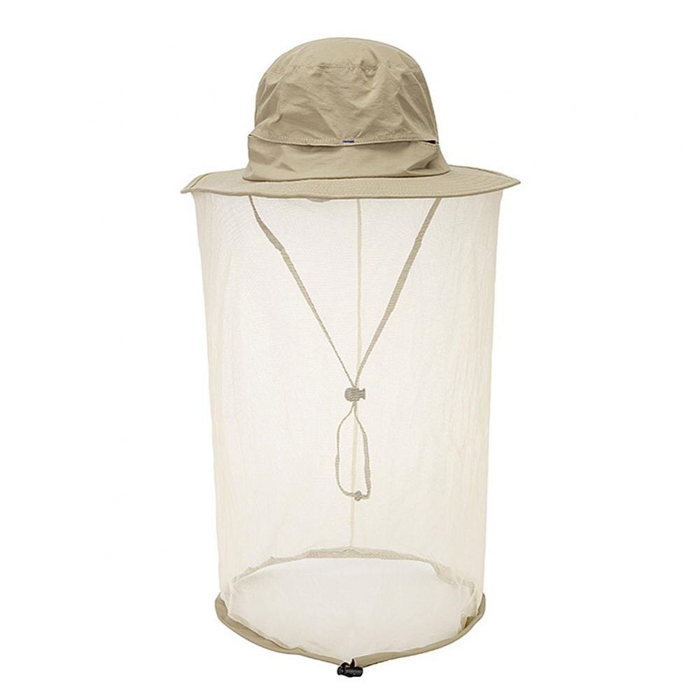 Sombrero de apicultura Unisex, malla mosquitera, máscara de red antimosquitos, antiinsectos, cabeza, máscara de protección facial, gorra de pesca al aire libre: Khaki