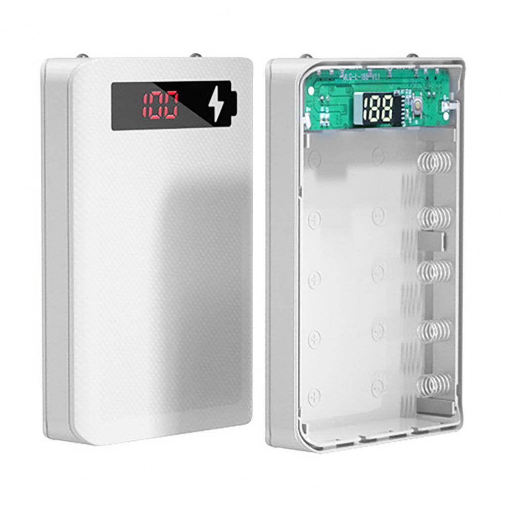 Lightweight Power Bank Box LED Digital Display Multiple Circuit Protection Excellent 5x18650 Portable Charger Case