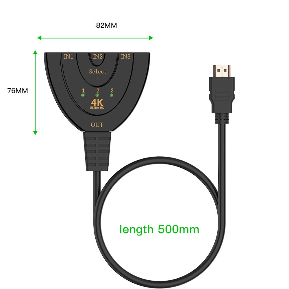 Robotsky 3 Port 4K HDMI Splitter Switch 3in1 hdmi adapter 1080P Switcher for HDTV DVD Xbox PS3 PS4 laptop & PC