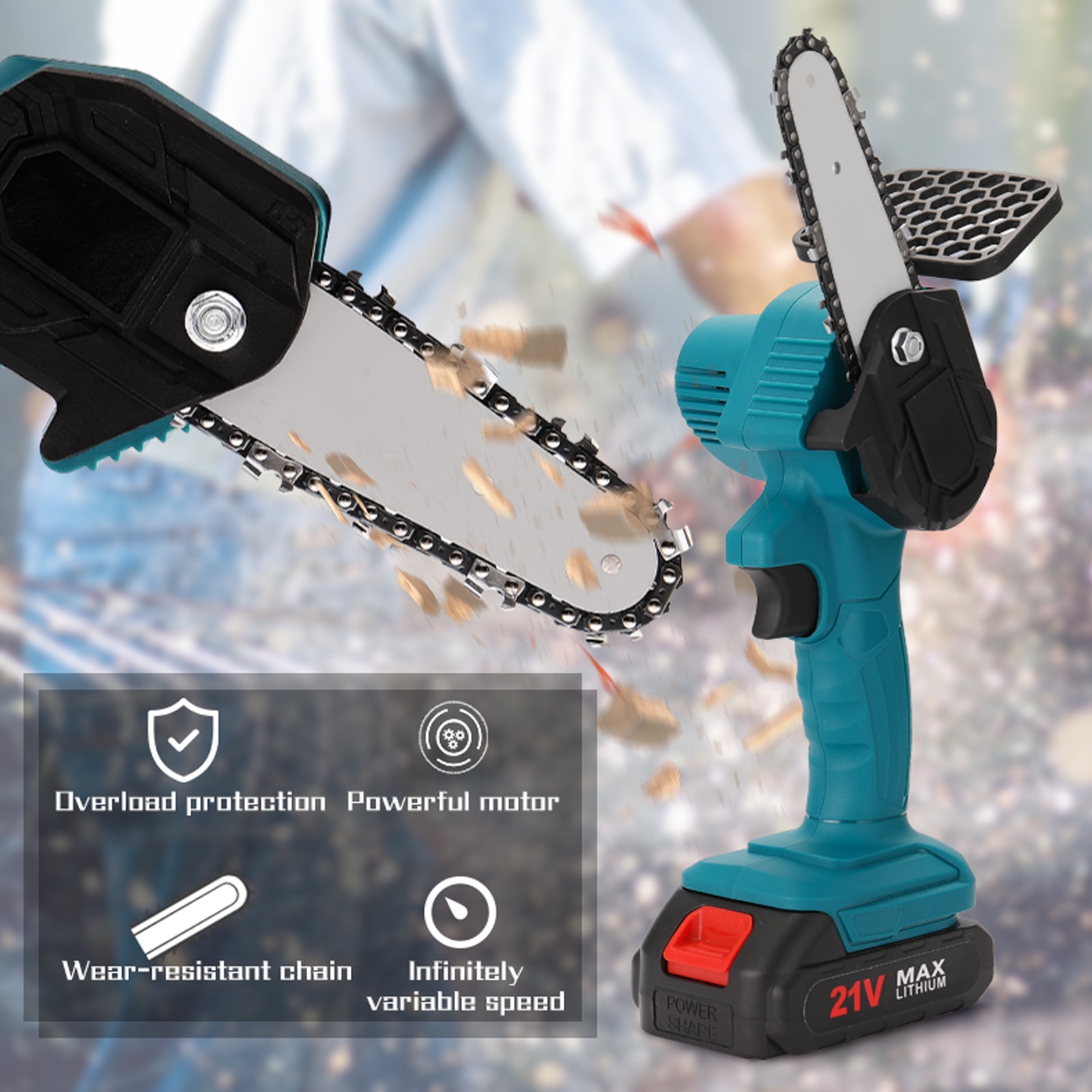 21V Tragbare Mini Elektrische Sägen Elektrische Astsäge Wiederaufladbare Holzbearbeitung einhand Elektrische Säge Gebürstet Elektrische Kettensäge