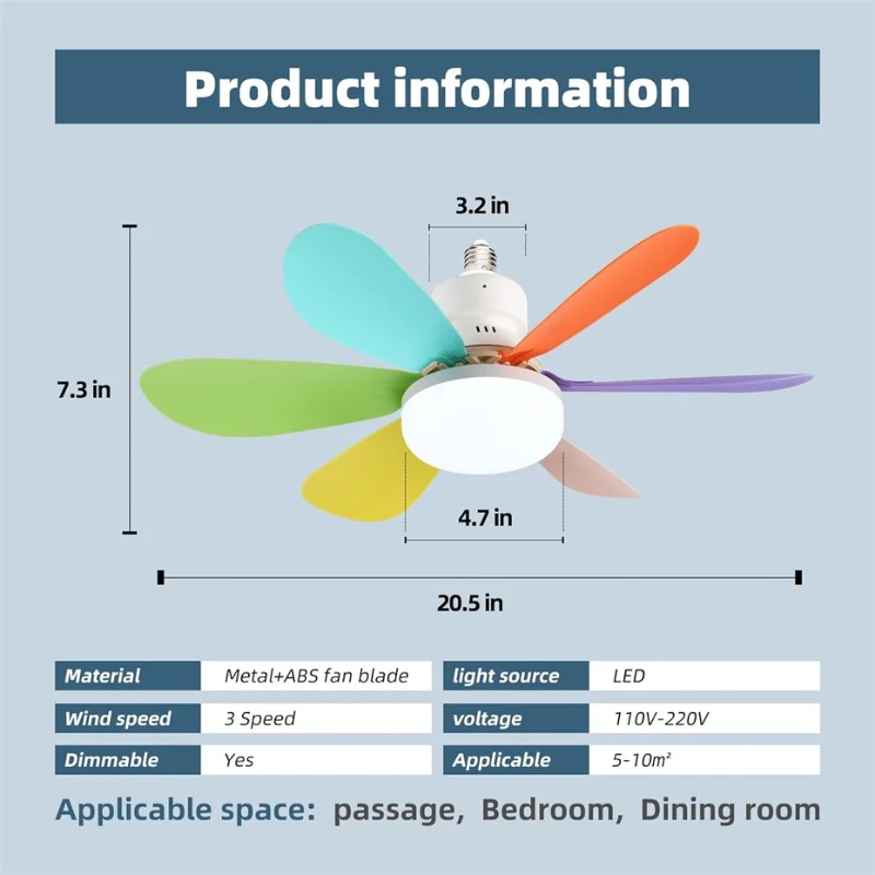 Plafondventilator in lichtfitting met afstandsbediening E27/E26 gloeilamp kleine ventilatorarmaturen combo voor badkamer slaapkamer terras