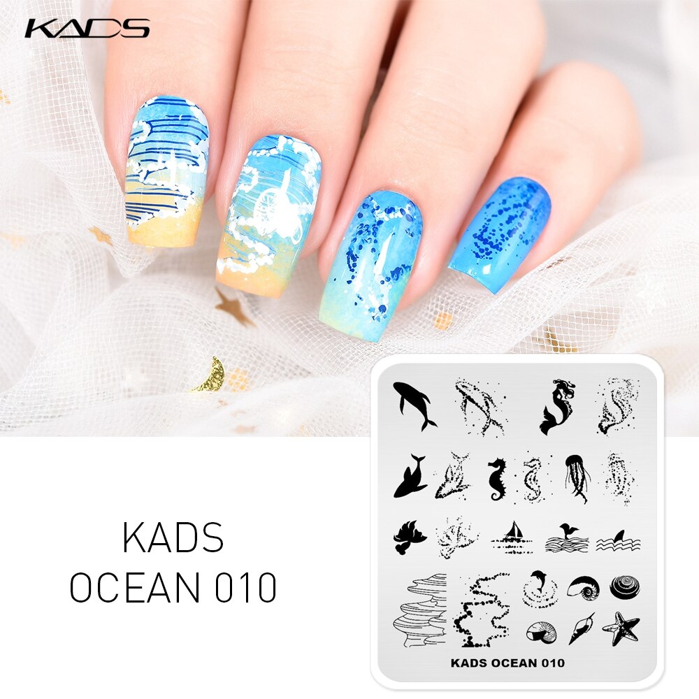 Recién llegado, placas de estampado de uñas, vida marina, ballena, caballito de mar, estrella de mar, patrón de concha, plantilla para uñas para manicura