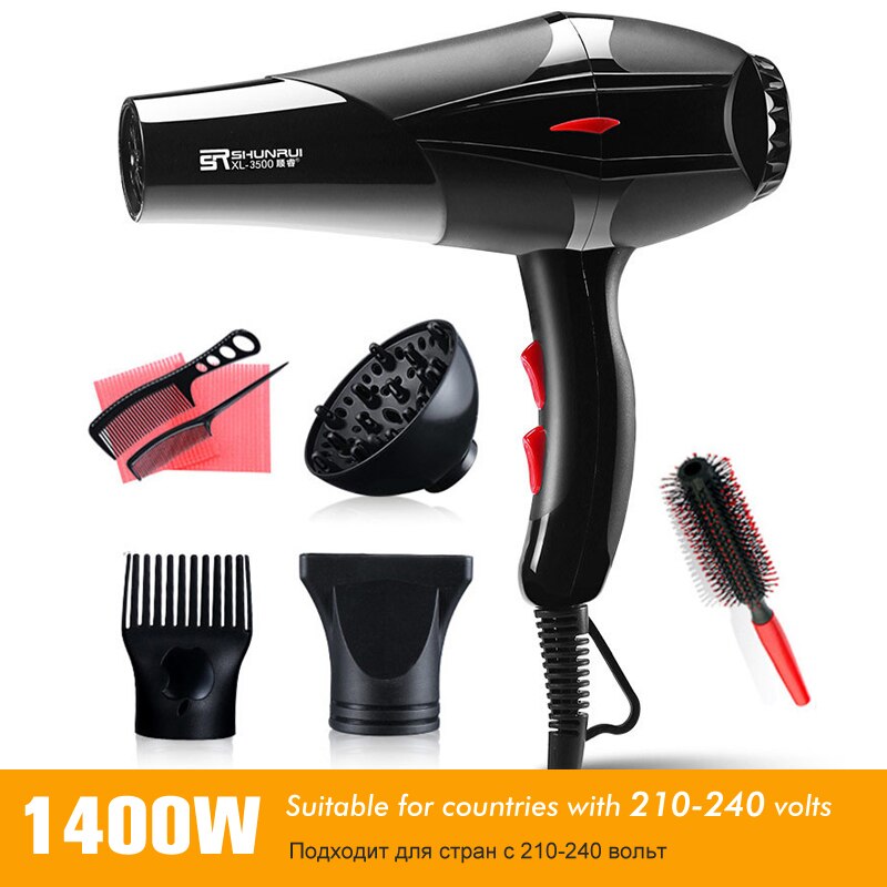 Strong Hair Dryer /Cold Wind Negative Ion Blow Dryer 100-240V Electric Hairdryer Hairstyling Tools 41D: 1400W-8 In1